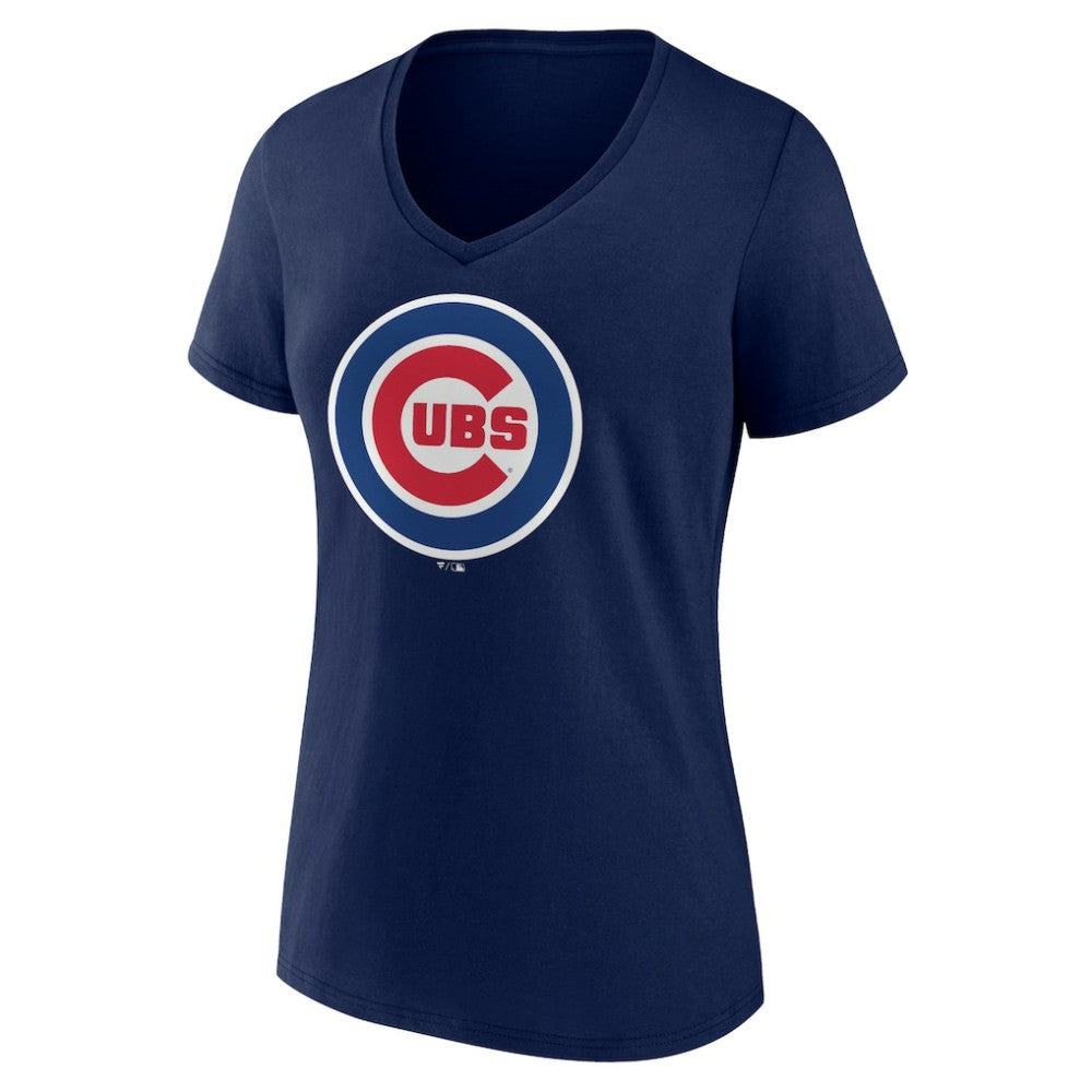 Chicago Cubs Women's Official Logo V-Neck T-Shirt Navy