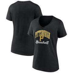 Pittsburgh Pirates Women's Victory Script Team V-Neck T-Shirt Black