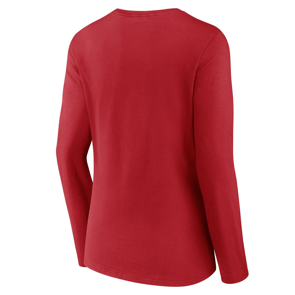 Cincinnati Reds Women's Victory Script Long Sleeve V-Neck T-Shirt Red
