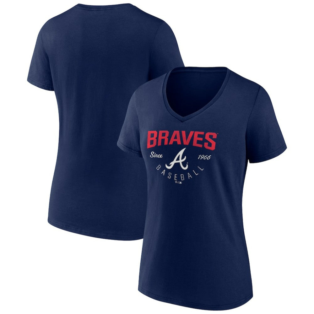Atlanta Braves Women's Live For It Team V-Neck T-Shirt Navy