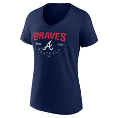 Atlanta Braves Women's Live For It Team V-Neck T-Shirt Navy
