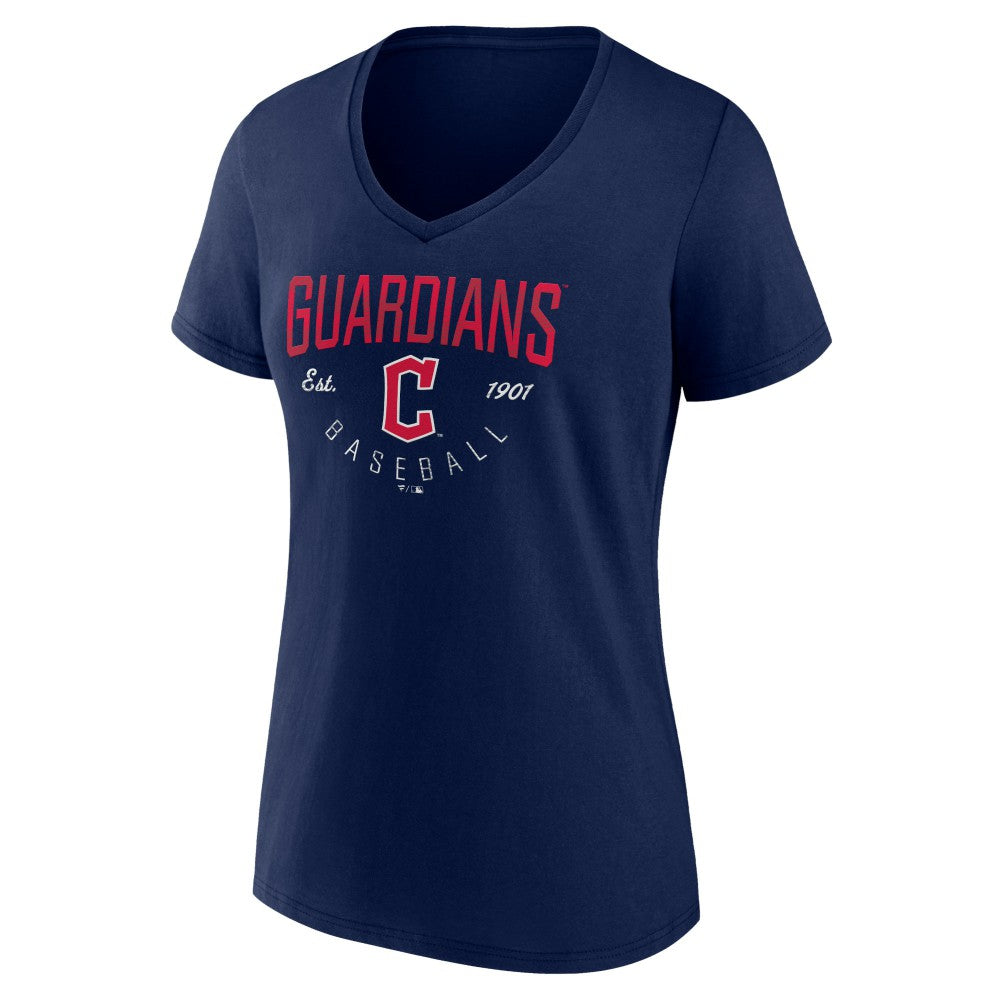 Cleveland Guardians Women's Live For It Team V-Neck T-Shirt Navy