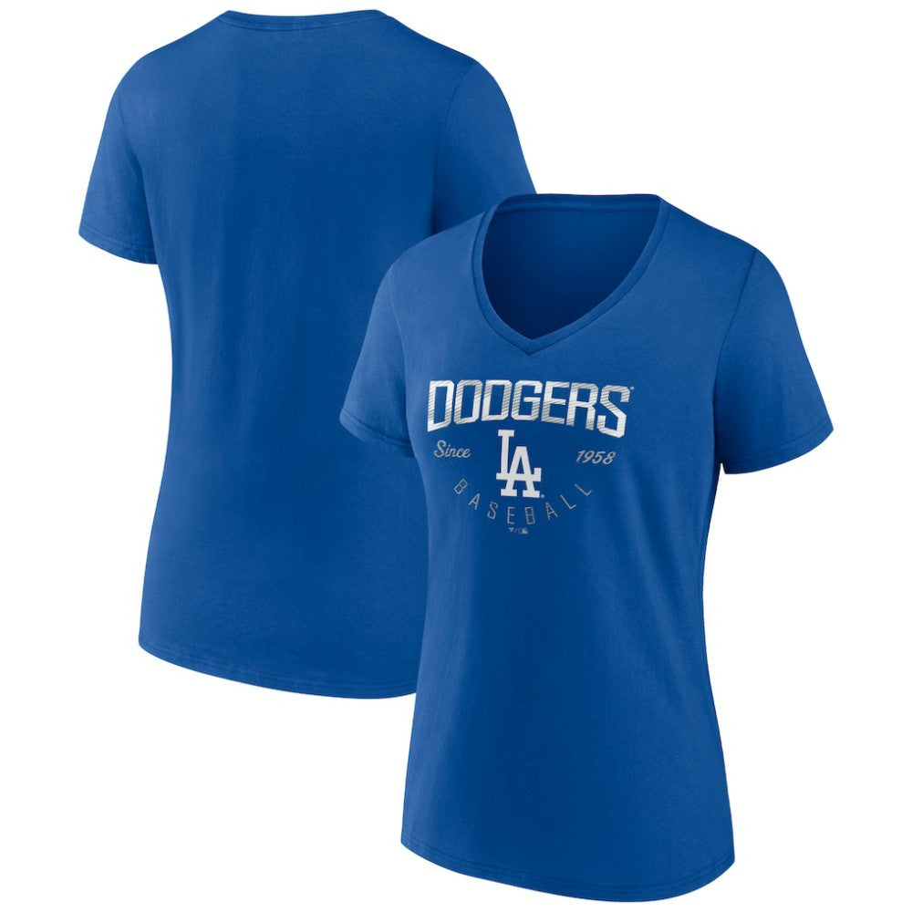 Los Angeles Dodgers Women's Live For It Team V-Neck T-Shirt Royal