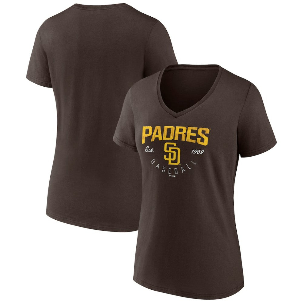 San Diego Padres Women's Live For It Team V-Neck T-Shirt Brown