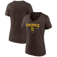 San Diego Padres Women's Live For It Team V-Neck T-Shirt Brown