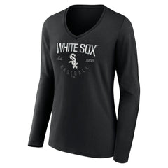 Chicago White Sox Women's Live For It Long Sleeve Long Sleeve V-Neck T-Shirt Black