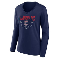 Cleveland Guardians Women's Live For It Long Sleeve Long Sleeve V-Neck T-Shirt Navy