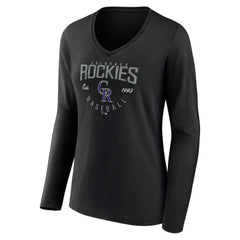 Colorado Rockies Women's Live For It Long Sleeve Long Sleeve V-Neck T-Shirt Black