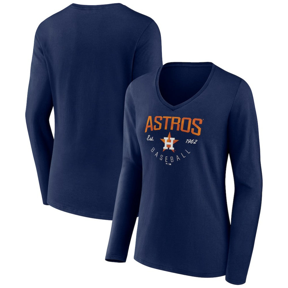 Houston Astros Women's Live For It Long Sleeve Long Sleeve V-Neck T-Shirt Navy
