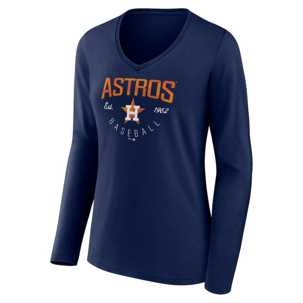 Houston Astros Women's Live For It Long Sleeve Long Sleeve V-Neck T-Shirt Navy