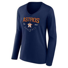 Houston Astros Women's Live For It Long Sleeve Long Sleeve V-Neck T-Shirt Navy