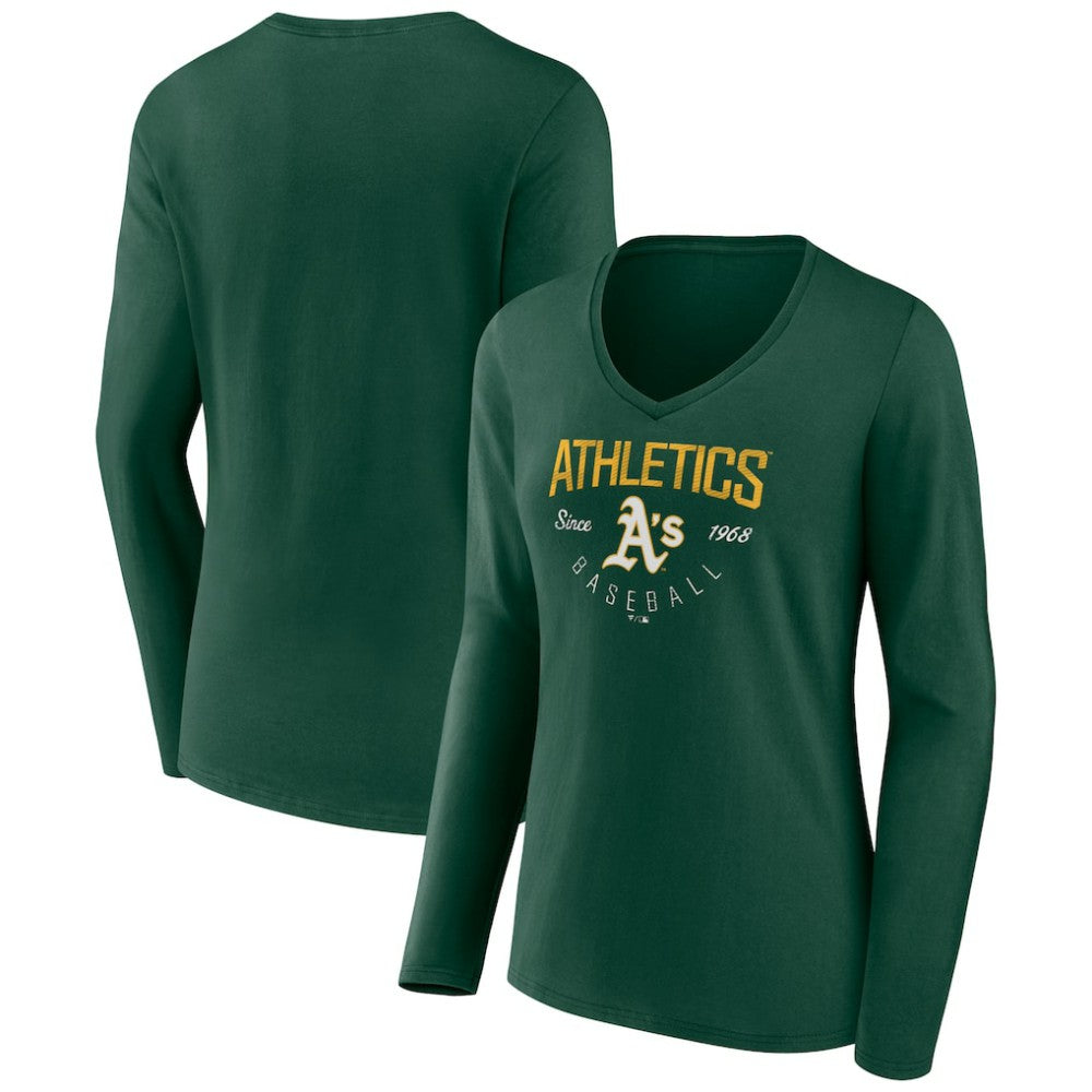 Athletics Women's Live For It Long Sleeve Long Sleeve V-Neck T-Shirt Green