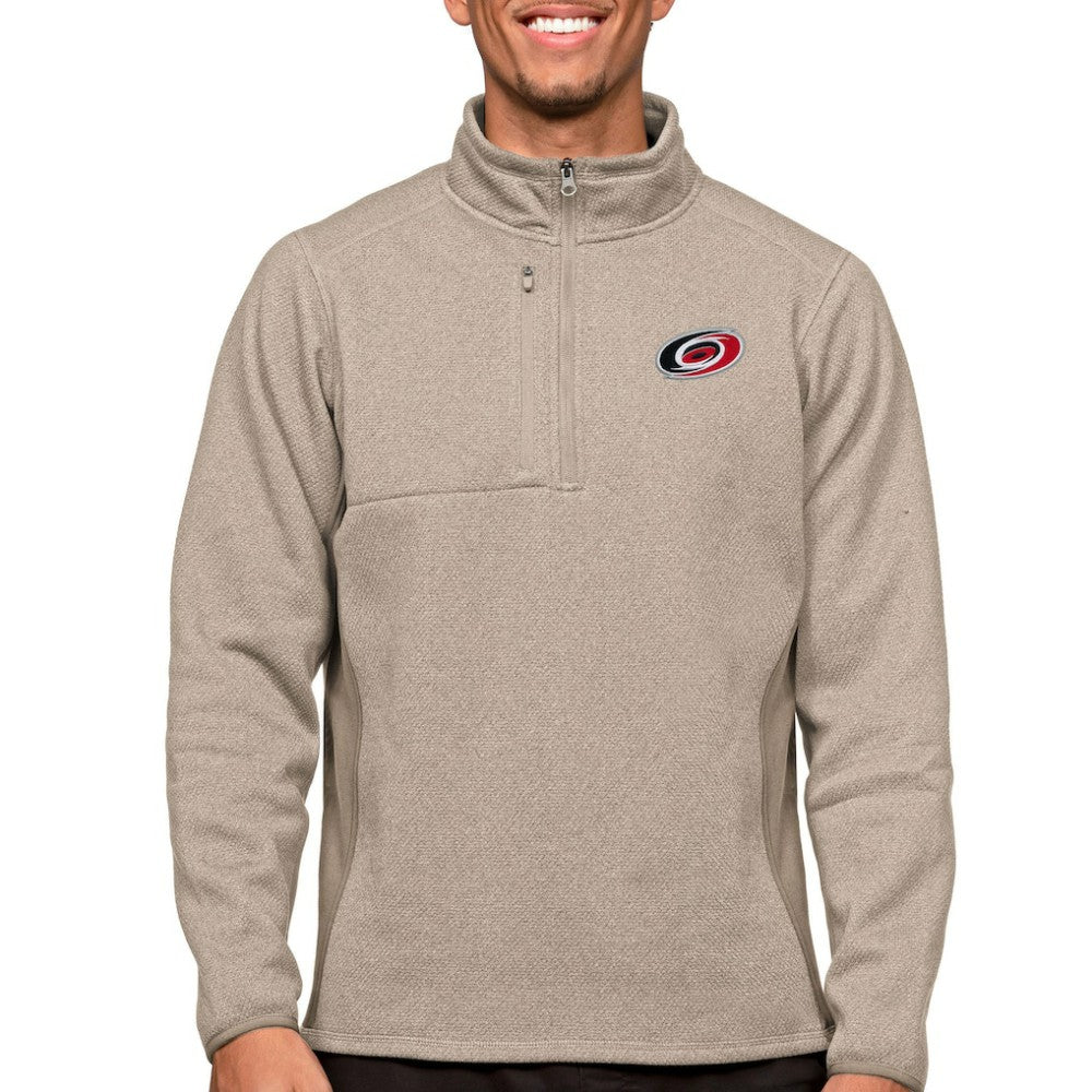 Carolina Hurricanes Antigua Course Quarter-Zip Pullover Top Oatmeal