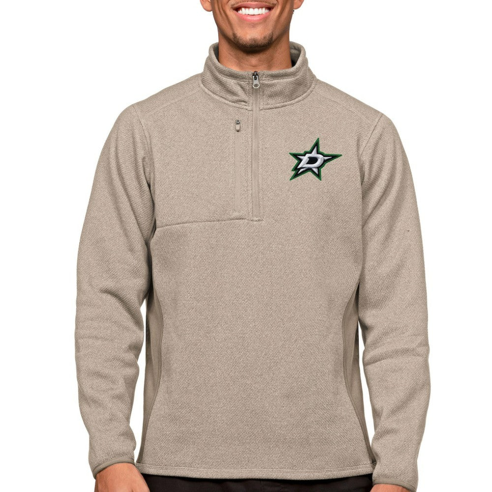 Dallas Stars Antigua Course Quarter-Zip Pullover Top Oatmeal