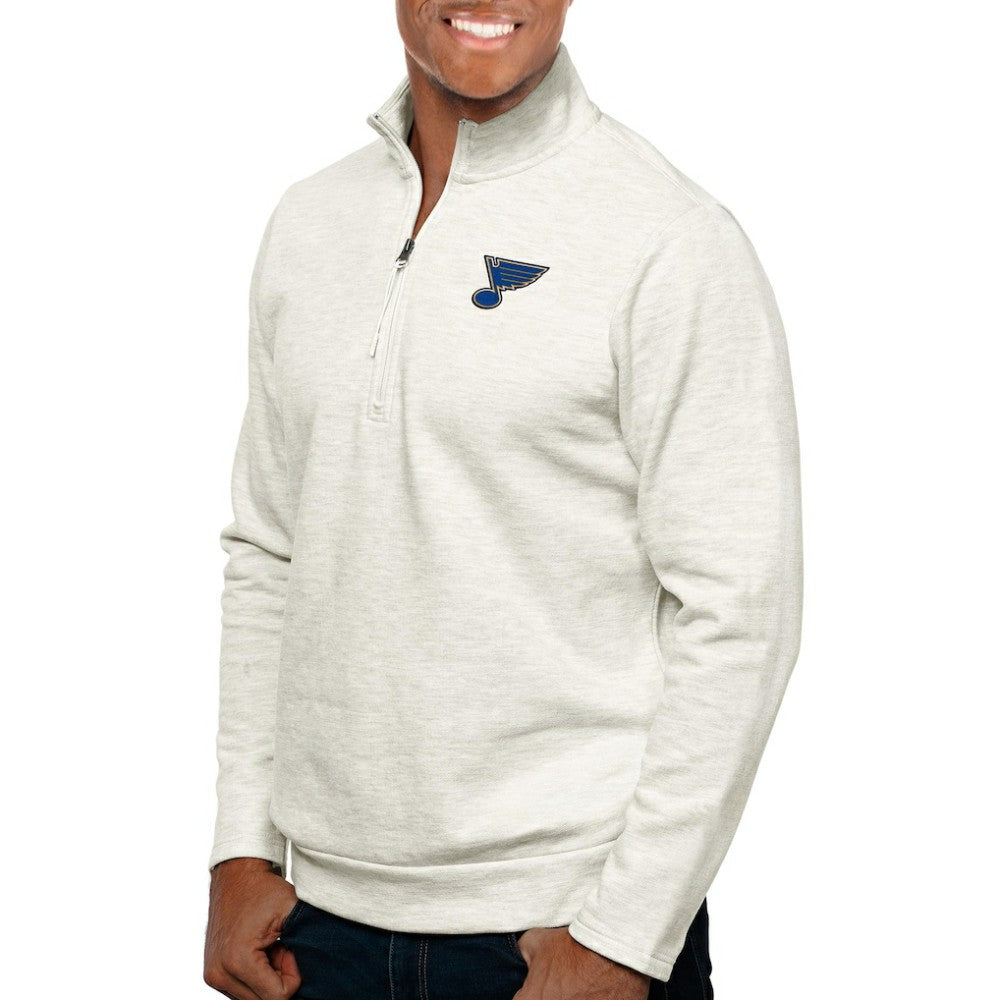 St. Louis Blues Antigua Gambit Quarter-Zip Pullover Top Oatmeal