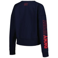 Atlanta Braves DKNY Sport Women's Lily V-Neck Pullover Sweatshirt Navy
