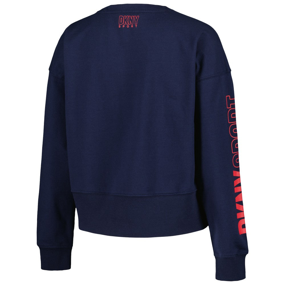 Cleveland Guardians DKNY Sport Women's Lily V-Neck Pullover Sweatshirt Navy