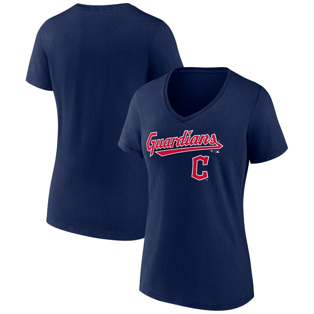 Cleveland Guardians Women's Lockup V-Neck T-Shirt Navy