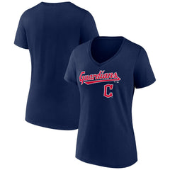 Cleveland Guardians Women's Lockup V-Neck T-Shirt Navy