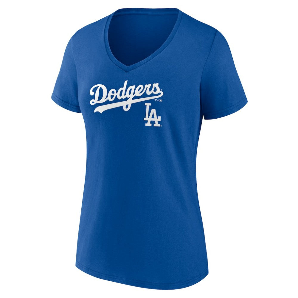 Los Angeles Dodgers Women's Lockup V-Neck T-Shirt Royal