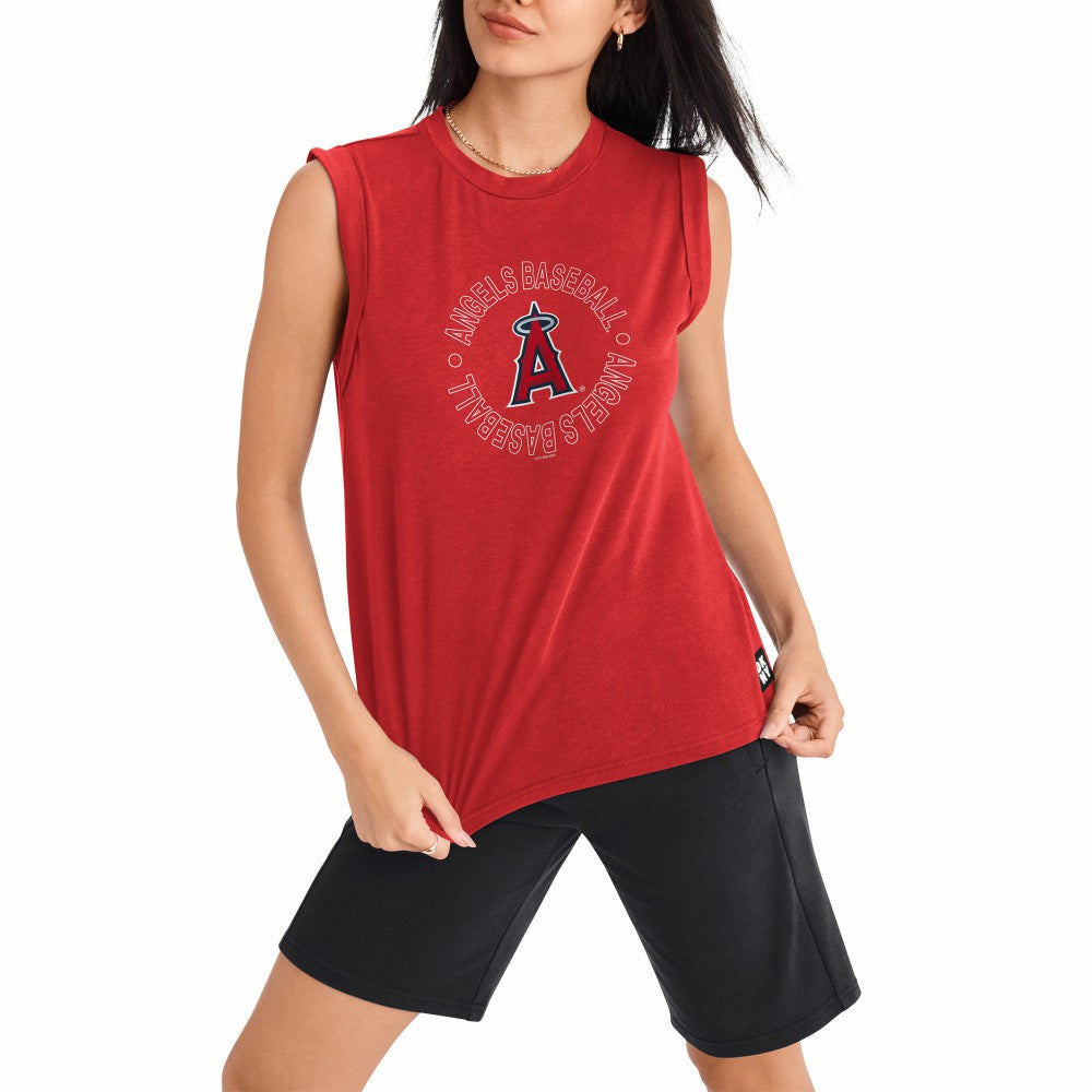 Los Angeles Angels DKNY Sport Women's Madison Tri-Blend Tank Top Red