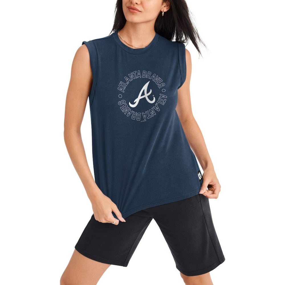 Atlanta Braves DKNY Sport Women's Madison Tri-Blend Tank Top Navy
