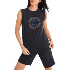 Miami Marlins DKNY Sport Women's Madison Tri-Blend Tank Top Black