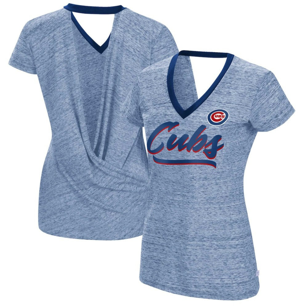 Chicago Cubs Touch Women's Halftime Back Wrap Top V-Neck T-Shirt Royal