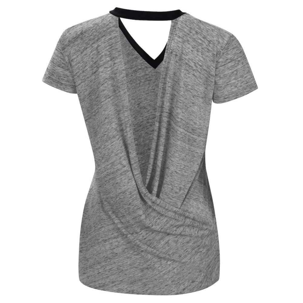 Colorado Rockies Touch Women's Halftime Back Wrap Top V-Neck T-Shirt Black
