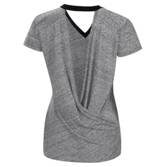 Colorado Rockies Touch Women's Halftime Back Wrap Top V-Neck T-Shirt Black