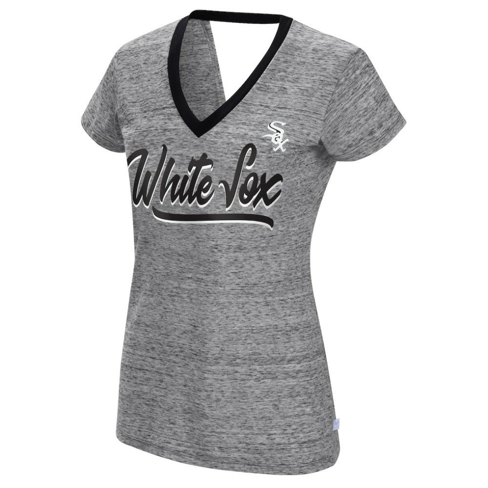 Chicago White Sox Touch Women's Halftime Back Wrap Top V-Neck T-Shirt Black