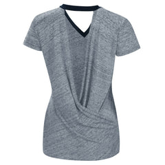 Detroit Tigers Touch Women's Halftime Back Wrap Top V-Neck T-Shirt Navy