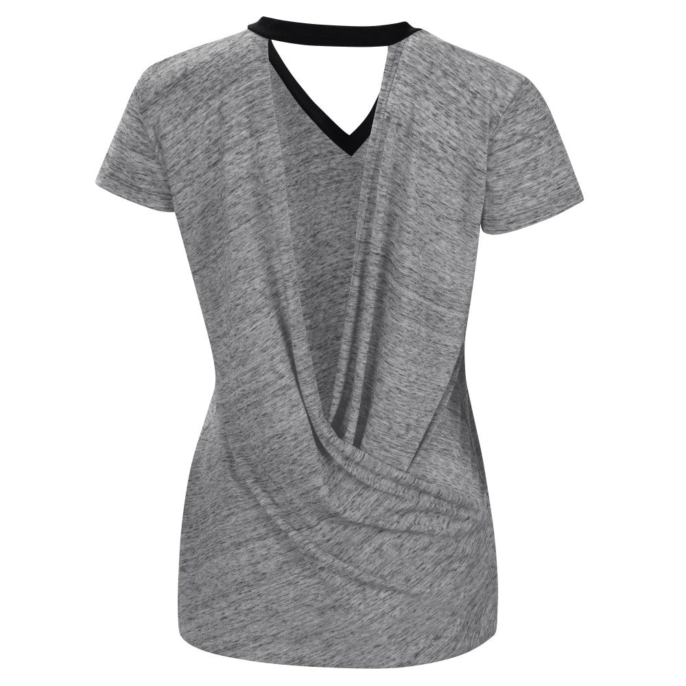 Miami Marlins Touch Women's Halftime Back Wrap Top V-Neck T-Shirt Black
