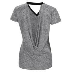 Miami Marlins Touch Women's Halftime Back Wrap Top V-Neck T-Shirt Black
