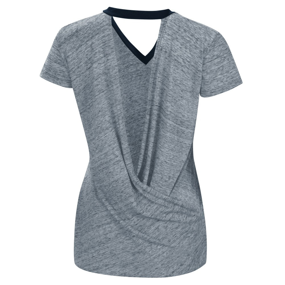 Minnesota Twins Touch Women's Halftime Back Wrap Top V-Neck T-Shirt Navy