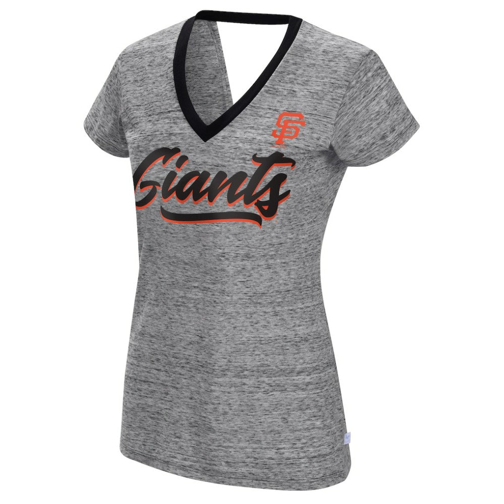 San Francisco Giants Touch Women's Halftime Back Wrap Top V-Neck T-Shirt Black