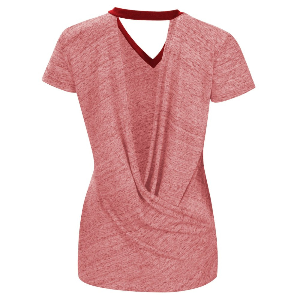 St. Louis Cardinals Touch Women's Halftime Back Wrap Top V-Neck T-Shirt Red