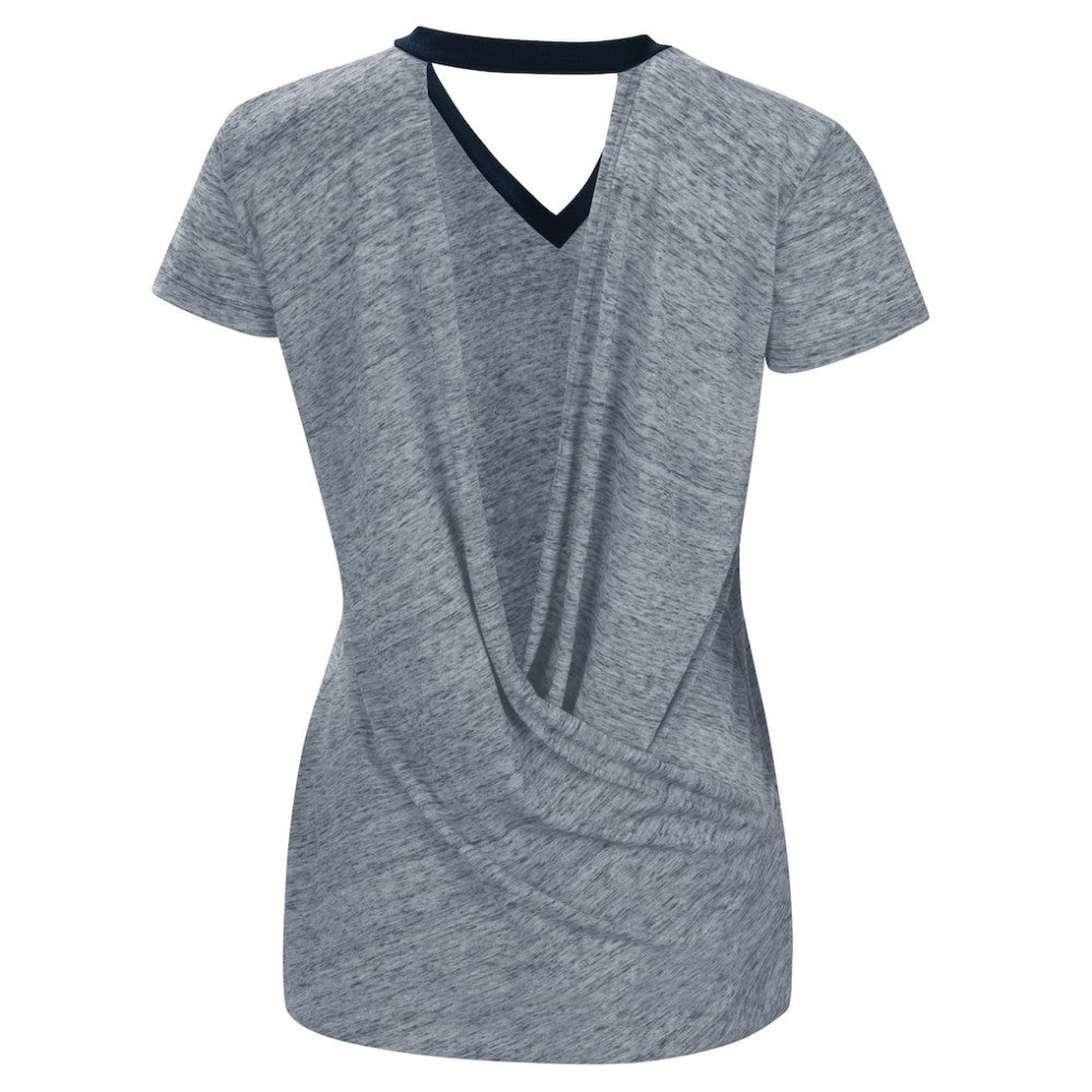 Cleveland Guardians Touch Women's Halftime Back Wrap Top V-Neck T-Shirt Navy