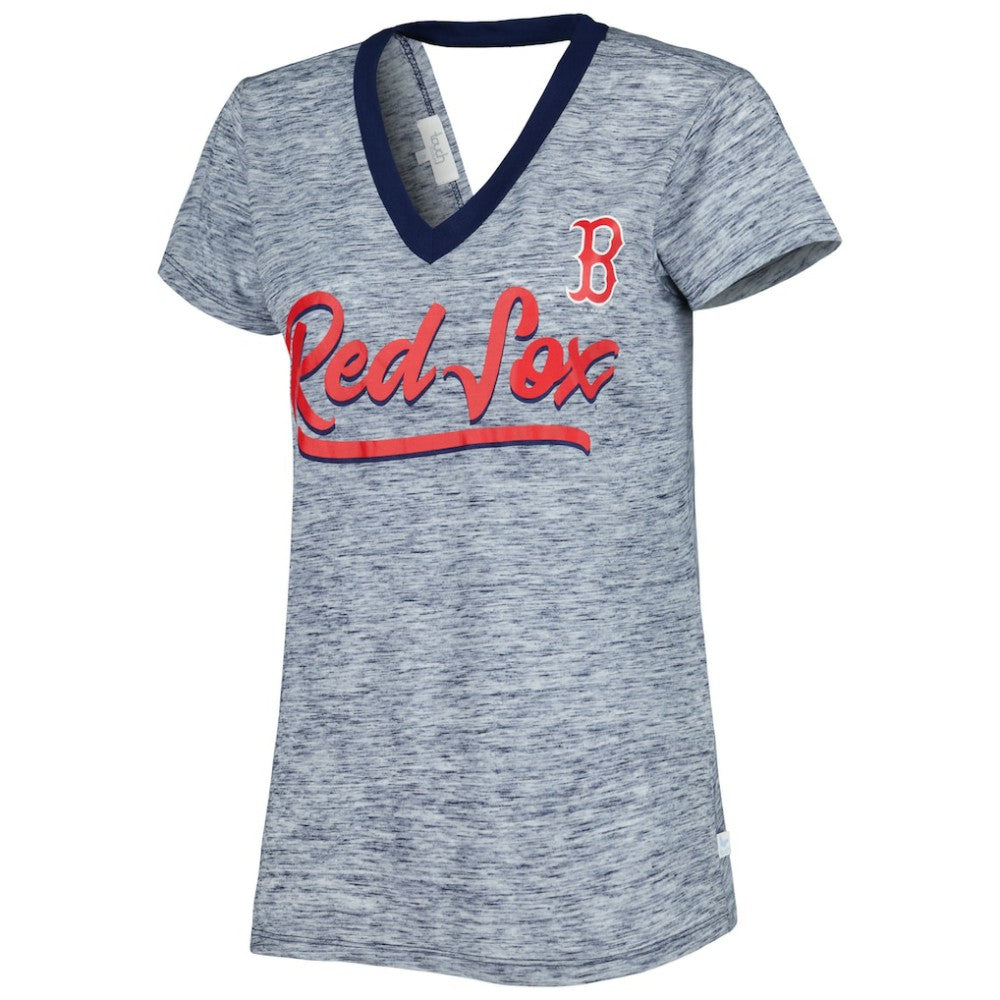 Boston Red Sox Touch Women's Halftime Back Wrap Top V-Neck T-Shirt Navy