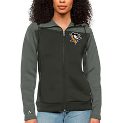 Pittsburgh Penguins Antigua Women's Protect Full-Zip Hoodie Steel/Charcoal