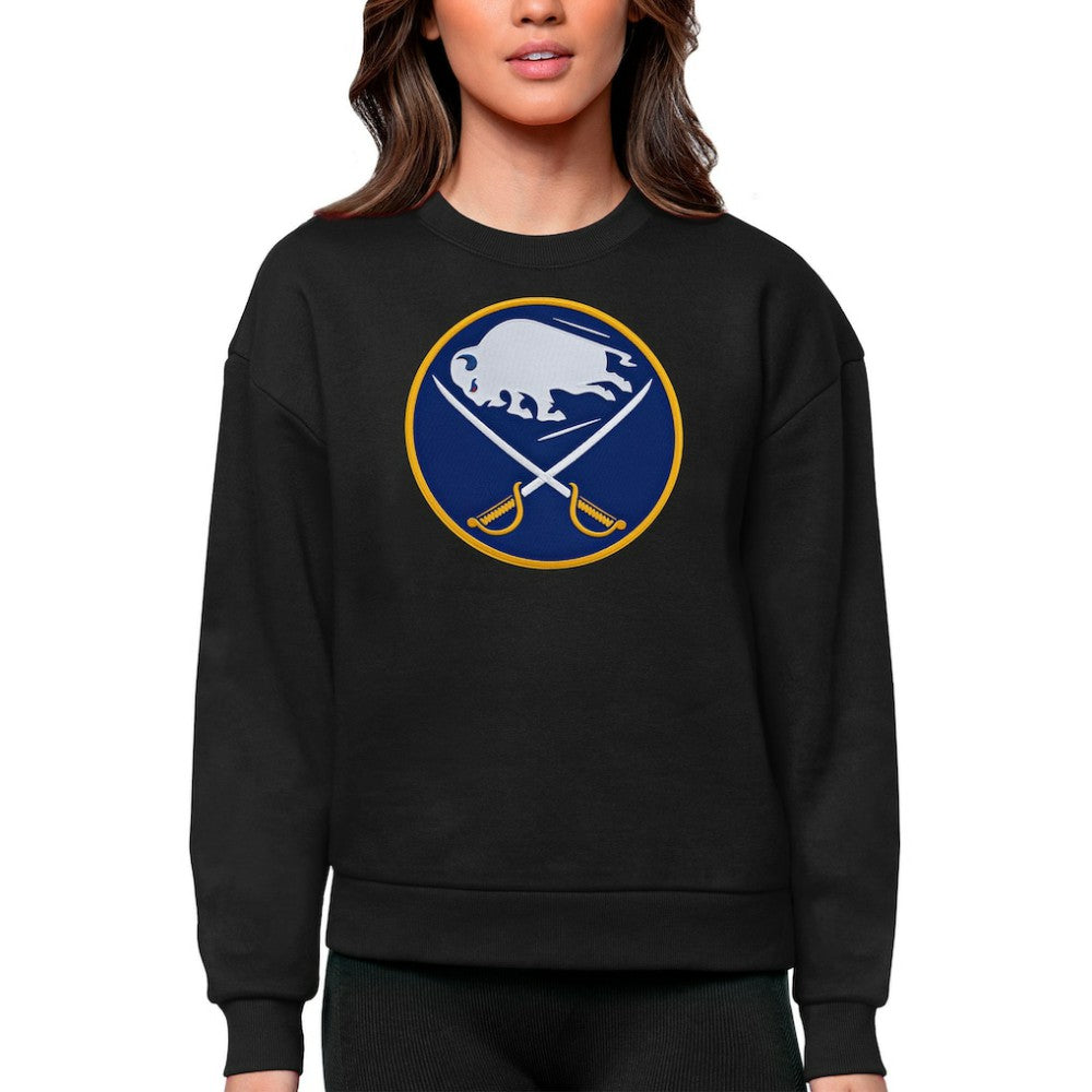 Buffalo Sabres Antigua Women's Team Logo Victory Crewneck Pullover Sweatshirt Black