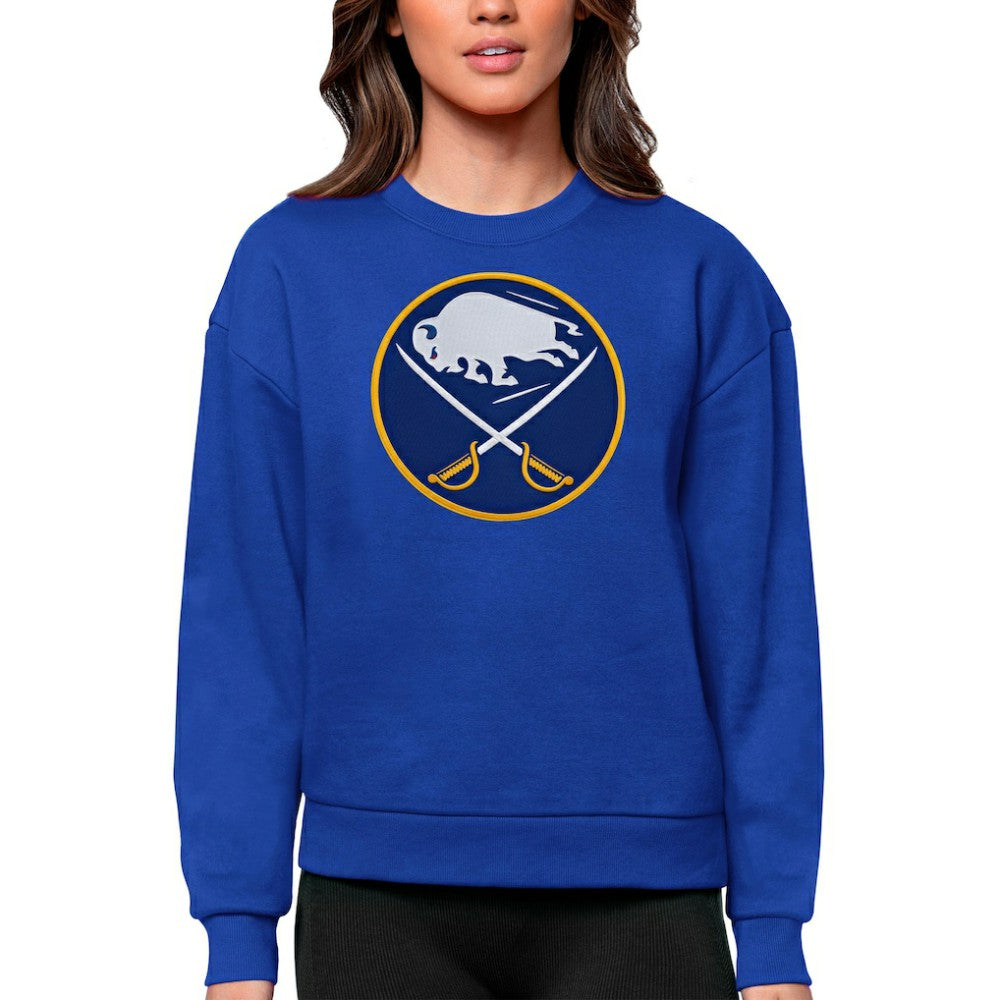 Buffalo Sabres Antigua Women's Team Logo Victory Crewneck Pullover Sweatshirt Royal