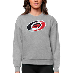 Carolina Hurricanes Antigua Women's Team Logo Victory Crewneck Pullover Sweatshirt Heather Gray