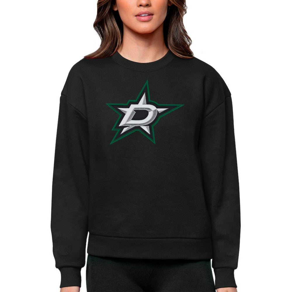 Dallas Stars Antigua Women's Team Logo Victory Crewneck Pullover Sweatshirt Black