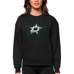 Dallas Stars Antigua Women's Team Logo Victory Crewneck Pullover Sweatshirt Black
