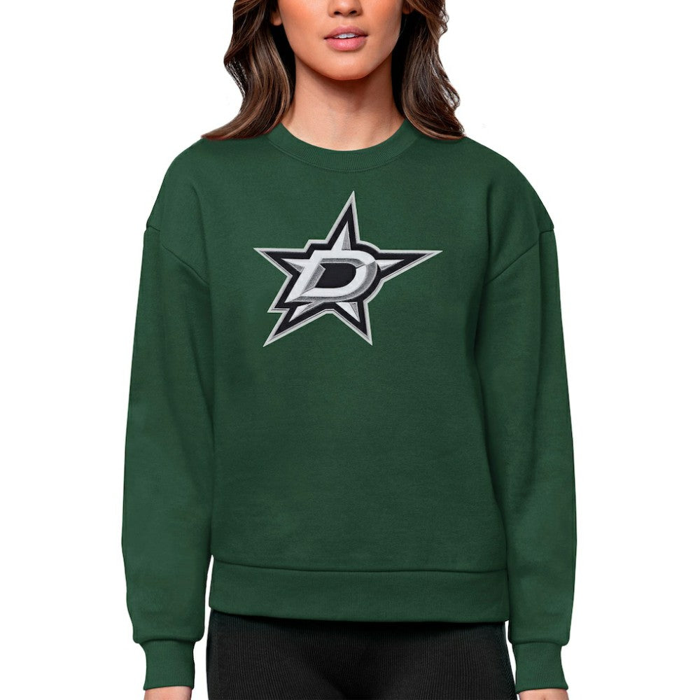 Dallas Stars Antigua Women's Team Logo Victory Crewneck Pullover Sweatshirt Green