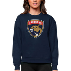 Florida Panthers Antigua Women's Team Logo Victory Crewneck Pullover Sweatshirt Navy