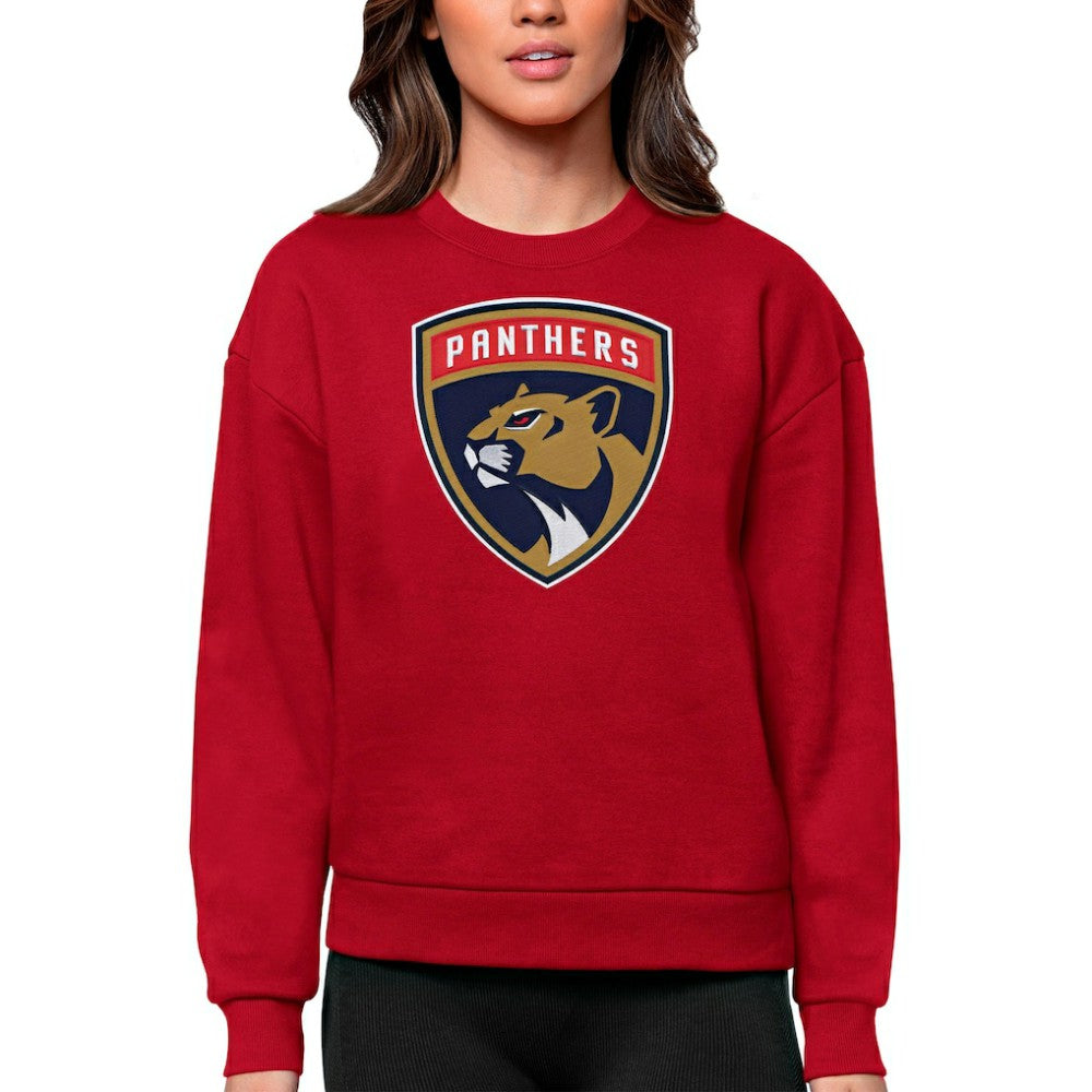 Florida Panthers Antigua Women's Team Logo Victory Crewneck Pullover Sweatshirt Red