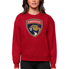Florida Panthers Antigua Women's Team Logo Victory Crewneck Pullover Sweatshirt Red