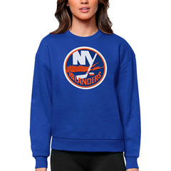 New York Islanders Antigua Women's Team Logo Victory Crewneck Pullover Sweatshirt Royal